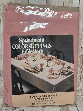 Vintage Springmaid Pink Oval Tablecloth 60x84 New In Package